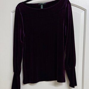 Lauren Ralph Lauren Velvet Blouse in Rich Purple